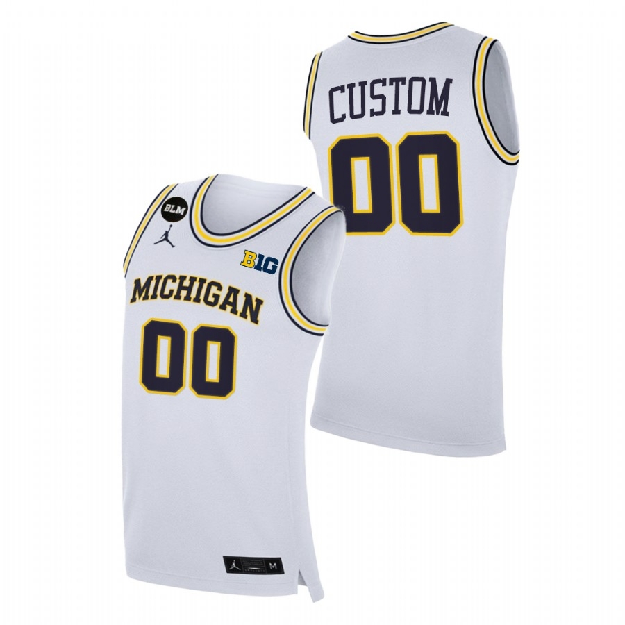 Michigan Wolverines Men's NCAA Custom #00 White BLM College Basketball Jersey MJJ1849LT